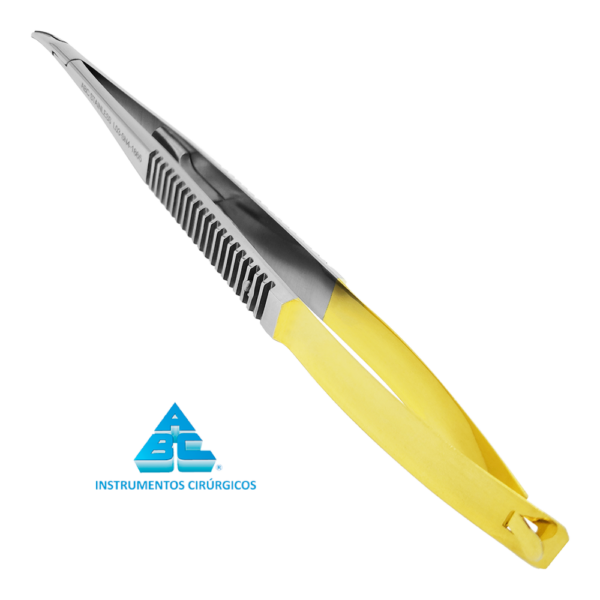 PORTA AGULHA CASTROVIEJO 14CM CURVO COM TRAVA  T/C