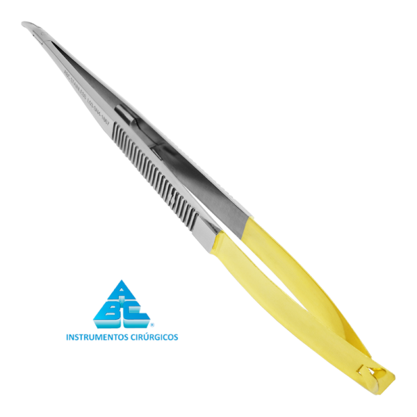 PORTA AGULHA CASTROVIEJO 18CM CURVO COM TRAVA T/C