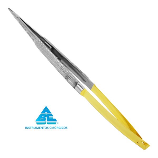 PORTA AGULHA CASTROVIEJO CABO REDONDO COM TRAVA 18CM RETO T/C