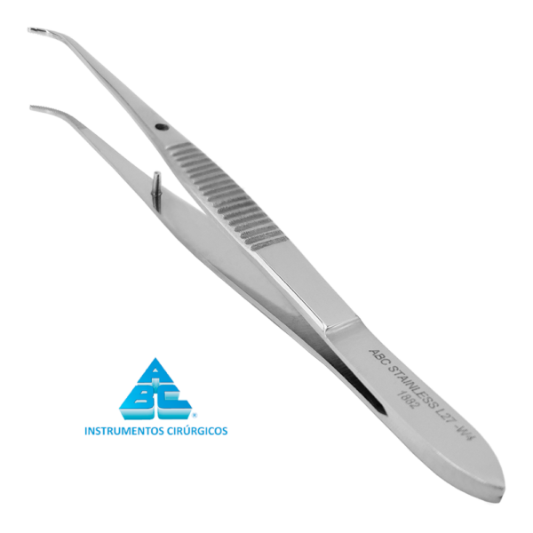 PINÇA IRIS GRAEFE CURVA 10CM LEVE SERRILHADA