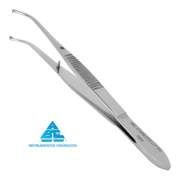 PINÇA IRIS GRAEFE CURVA 10CM LEVE C/ DENTE